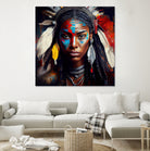 Powerful American Native Warrior Woman #2 by Isabel Cerdá Muñoz on GIANT ART - brown digital painting