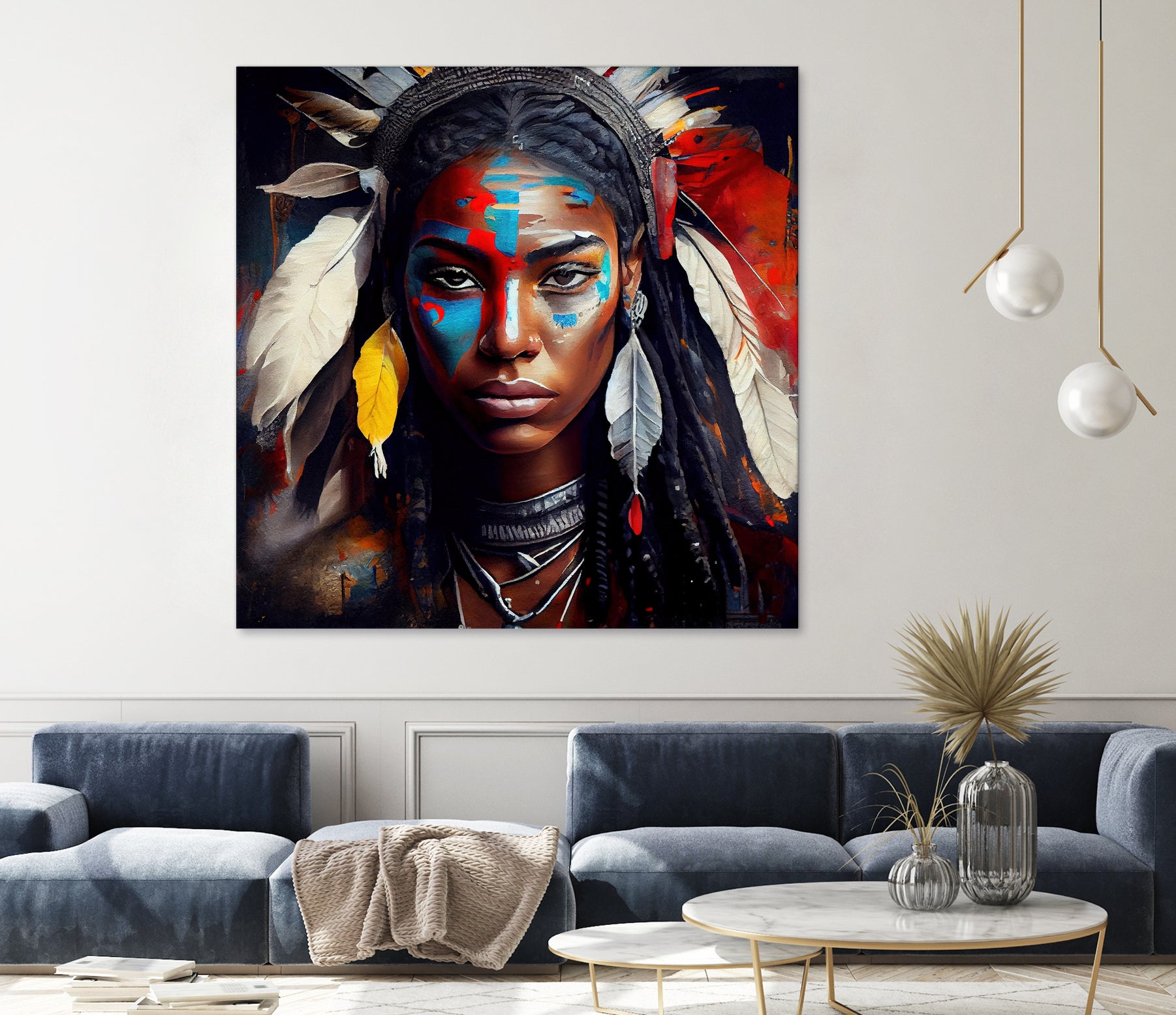 Powerful American Native Warrior Woman #2 by Isabel Cerdá Muñoz on GIANT ART - brown digital painting