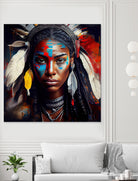 Powerful American Native Warrior Woman #2 by Isabel Cerdá Muñoz on GIANT ART - brown digital painting