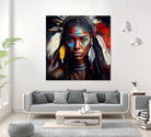 Powerful American Native Warrior Woman #2 by Isabel Cerdá Muñoz on GIANT ART - brown digital painting