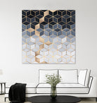 Soft Blue Gradient Cubes by Elisabeth Fredriksson on GIANT ART - blue digital painting