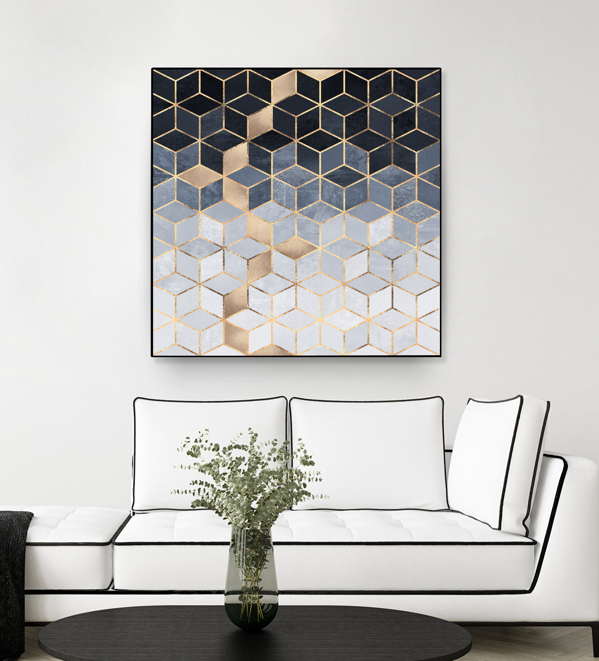 Soft Blue Gradient Cubes by Elisabeth Fredriksson on GIANT ART - blue digital painting