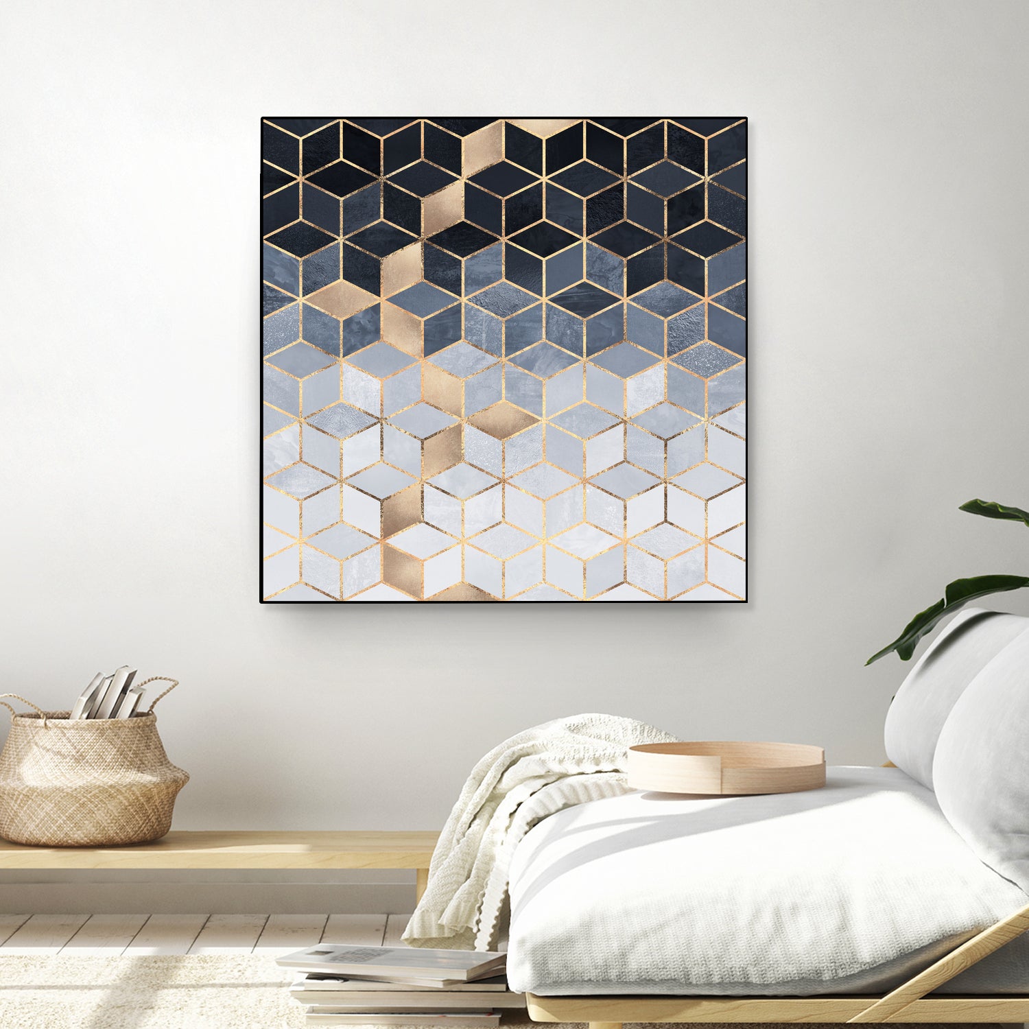 Soft Blue Gradient Cubes by Elisabeth Fredriksson on GIANT ART - blue digital painting