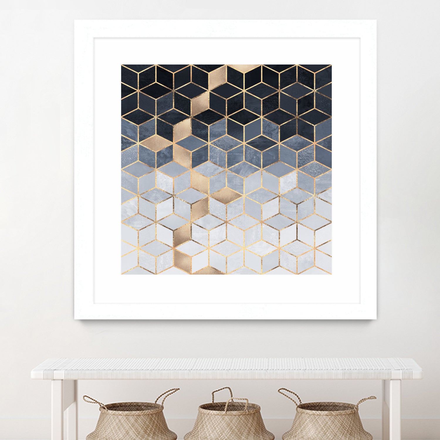 Soft Blue Gradient Cubes by Elisabeth Fredriksson on GIANT ART - blue digital painting