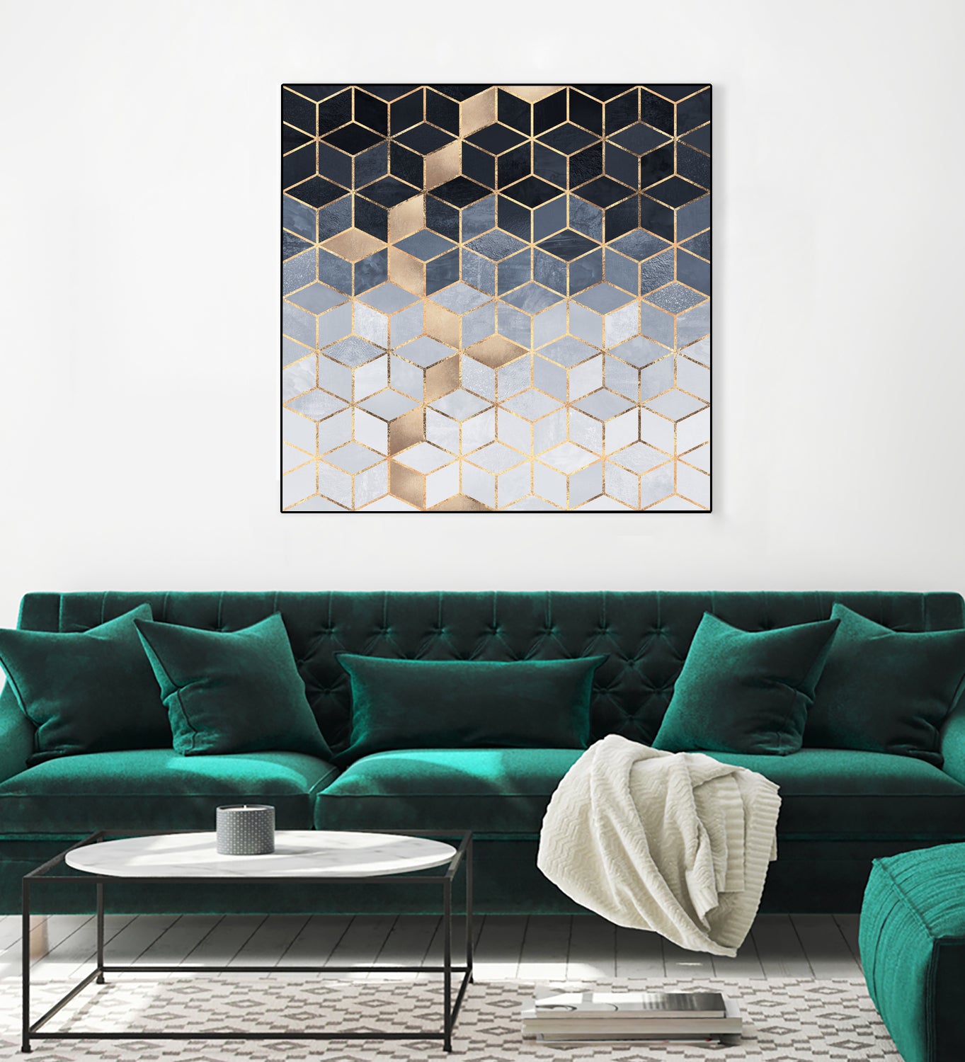 Soft Blue Gradient Cubes by Elisabeth Fredriksson on GIANT ART - blue digital painting