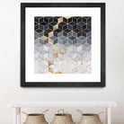 Soft Blue Gradient Cubes by Elisabeth Fredriksson on GIANT ART - blue digital painting