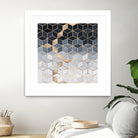 Soft Blue Gradient Cubes by Elisabeth Fredriksson on GIANT ART - blue digital painting