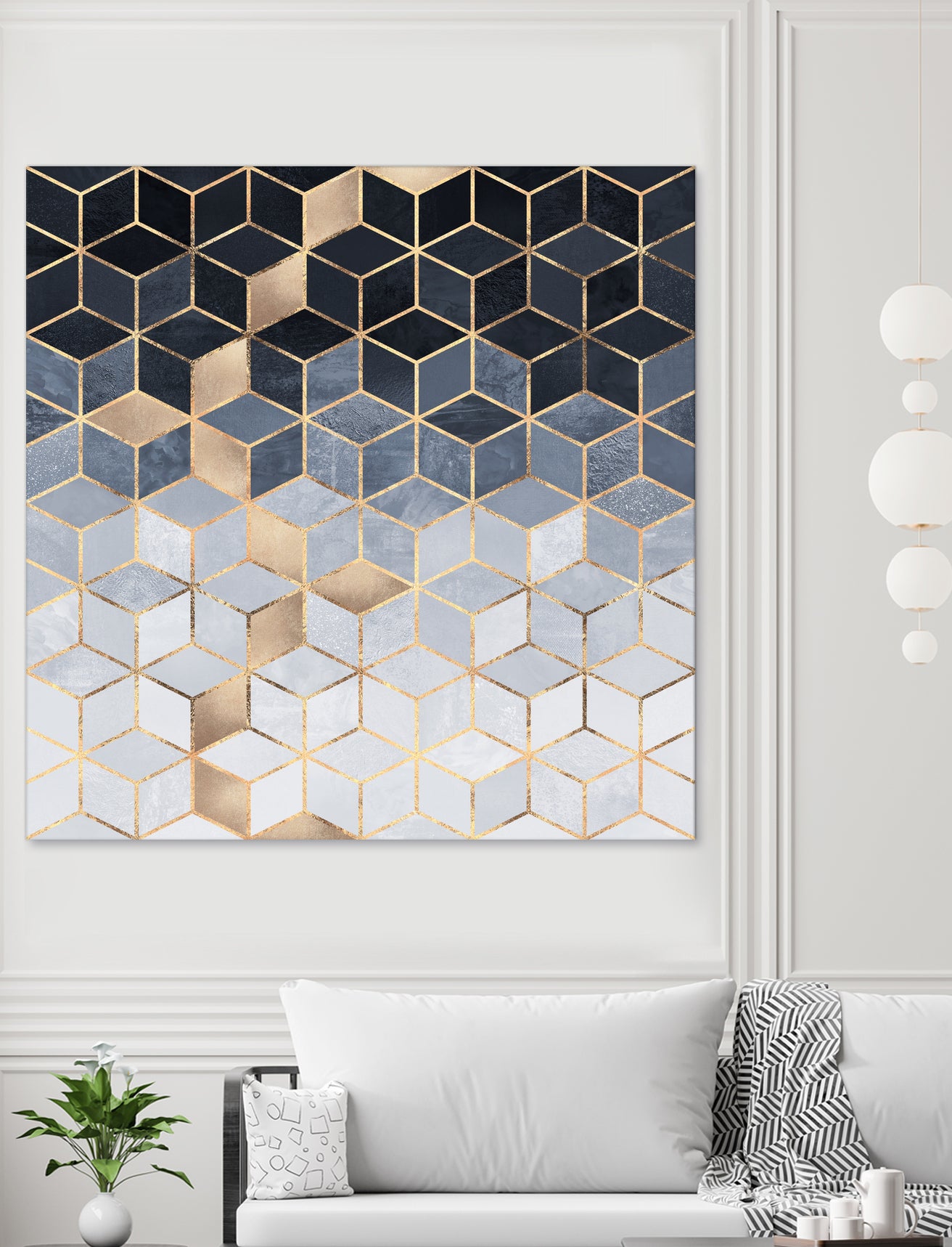 Soft Blue Gradient Cubes by Elisabeth Fredriksson on GIANT ART - blue digital painting