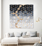 Soft Blue Gradient Cubes by Elisabeth Fredriksson on GIANT ART - blue digital painting