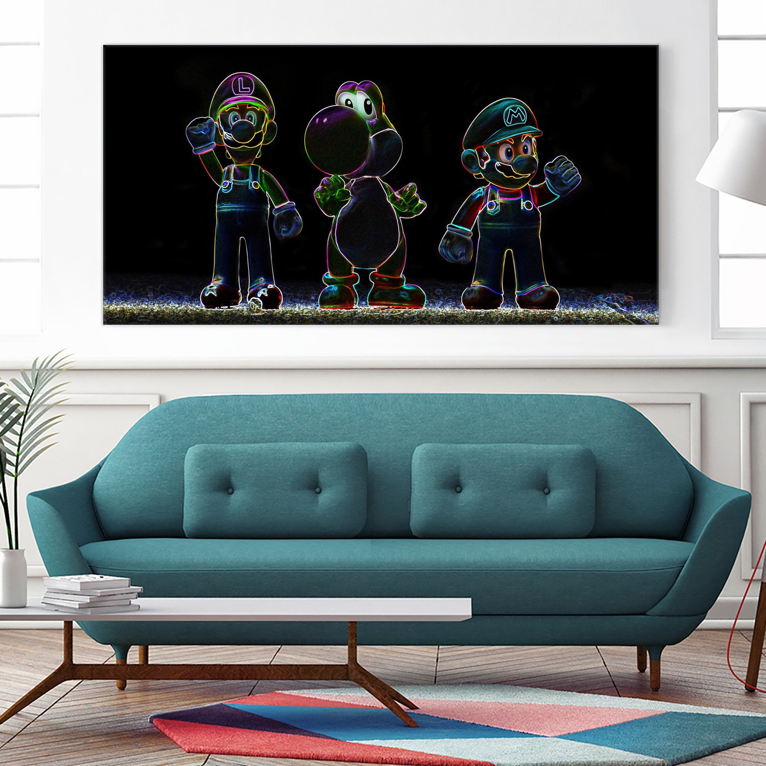 Luigi-Yoschi-Mario by Marcelo Moya on GIANT ART - black digital painting