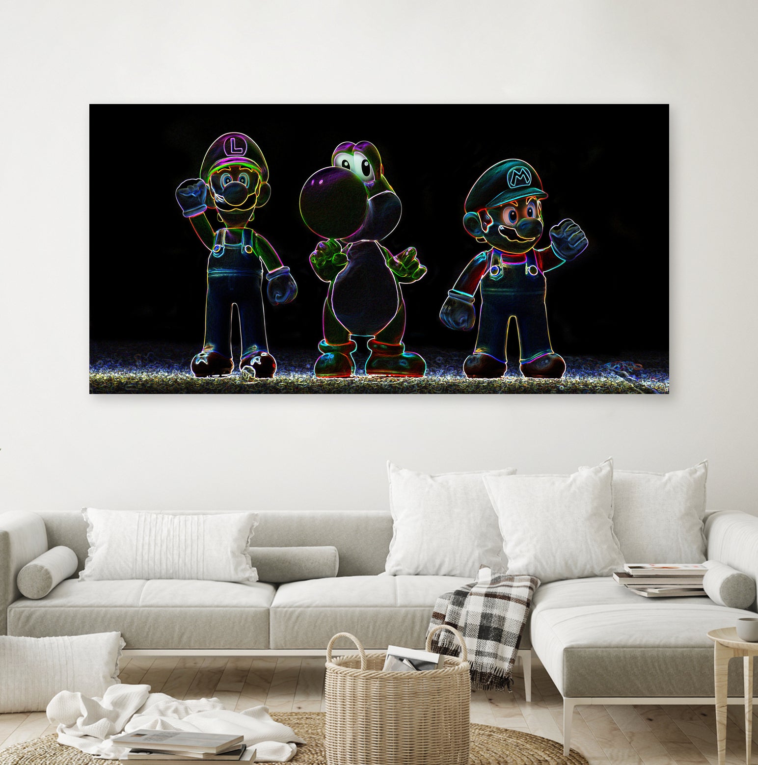 Luigi-Yoschi-Mario by Marcelo Moya on GIANT ART - black digital painting