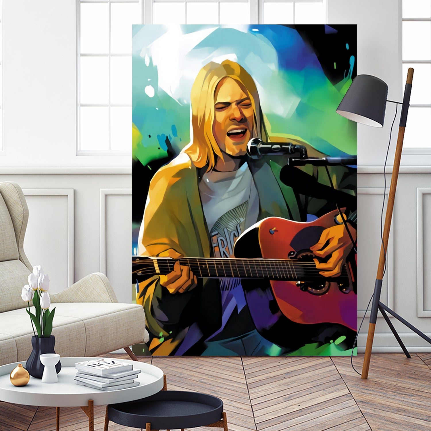 Kurt Cobain with guitar by francis mosciski on GIANT ART - white digital painting