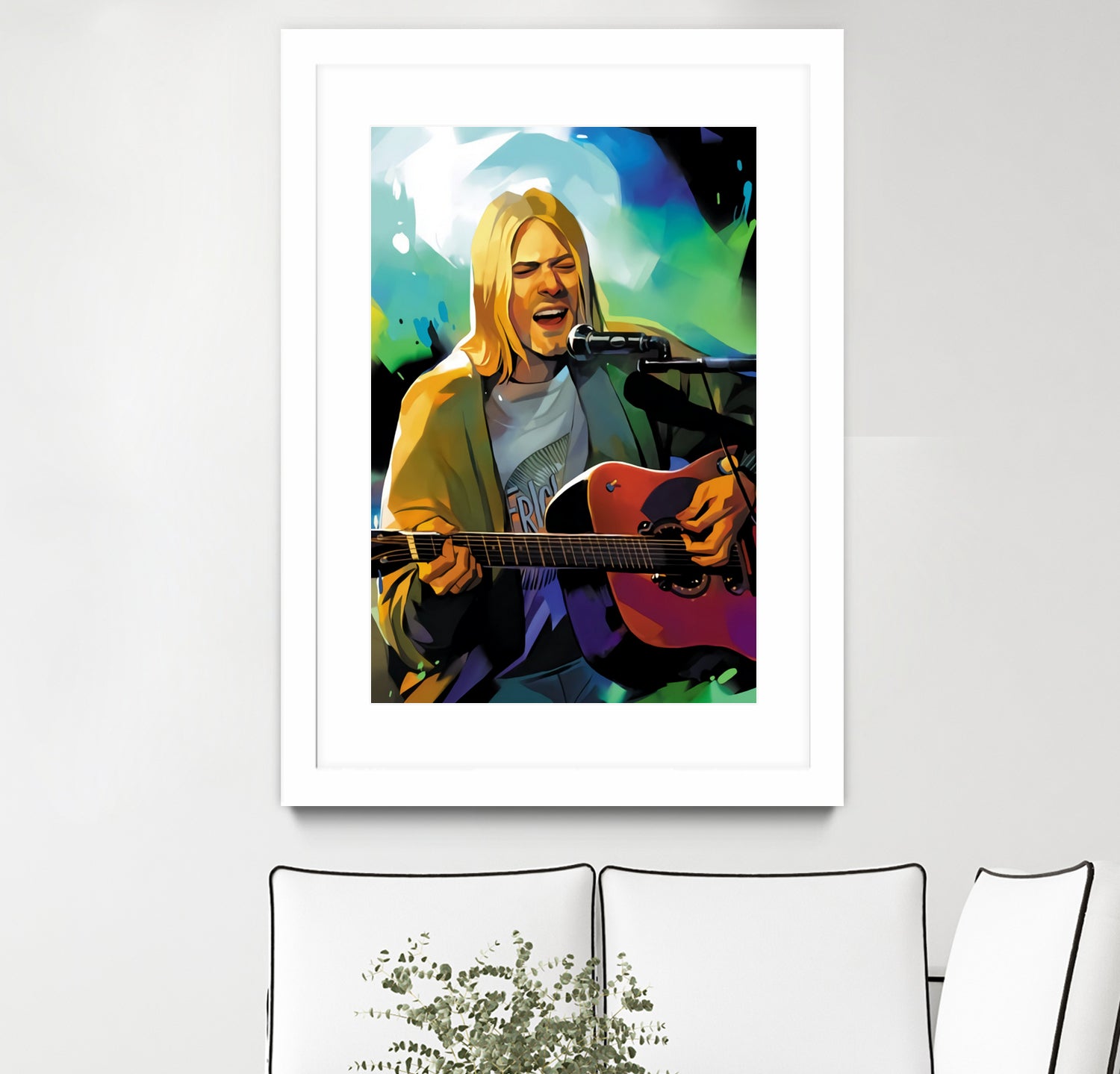 Kurt Cobain with guitar by francis mosciski on GIANT ART - white digital painting