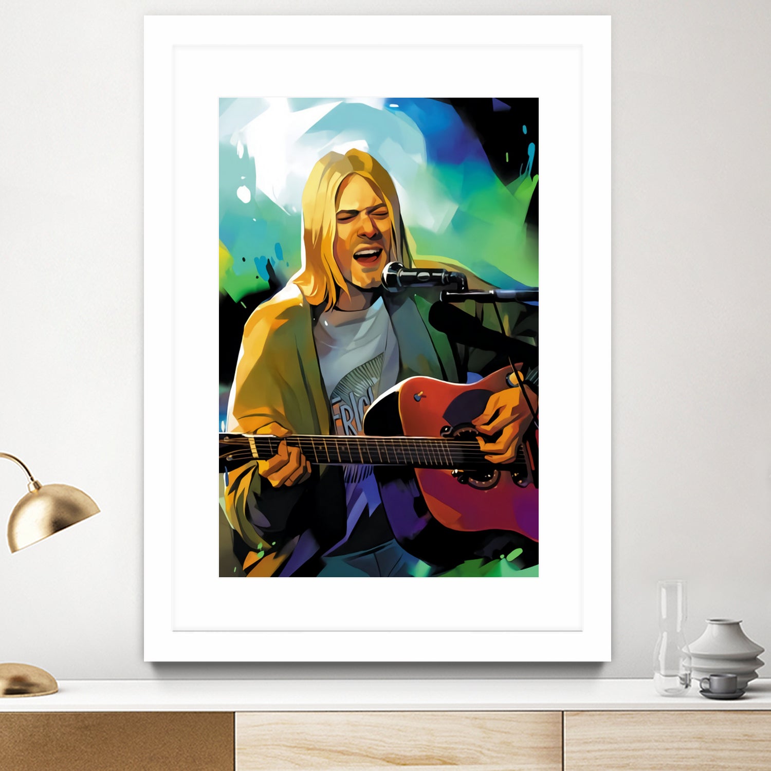 Kurt Cobain with guitar by francis mosciski on GIANT ART - white digital painting