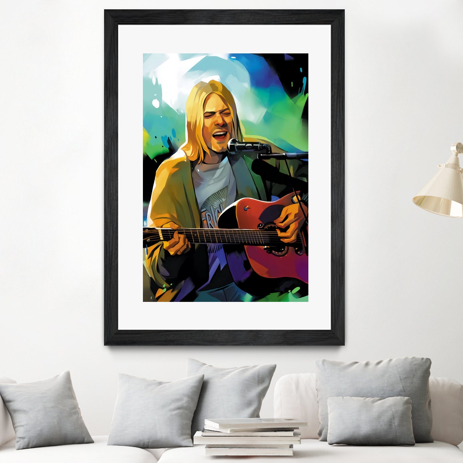 Kurt Cobain with guitar by francis mosciski on GIANT ART - white digital painting