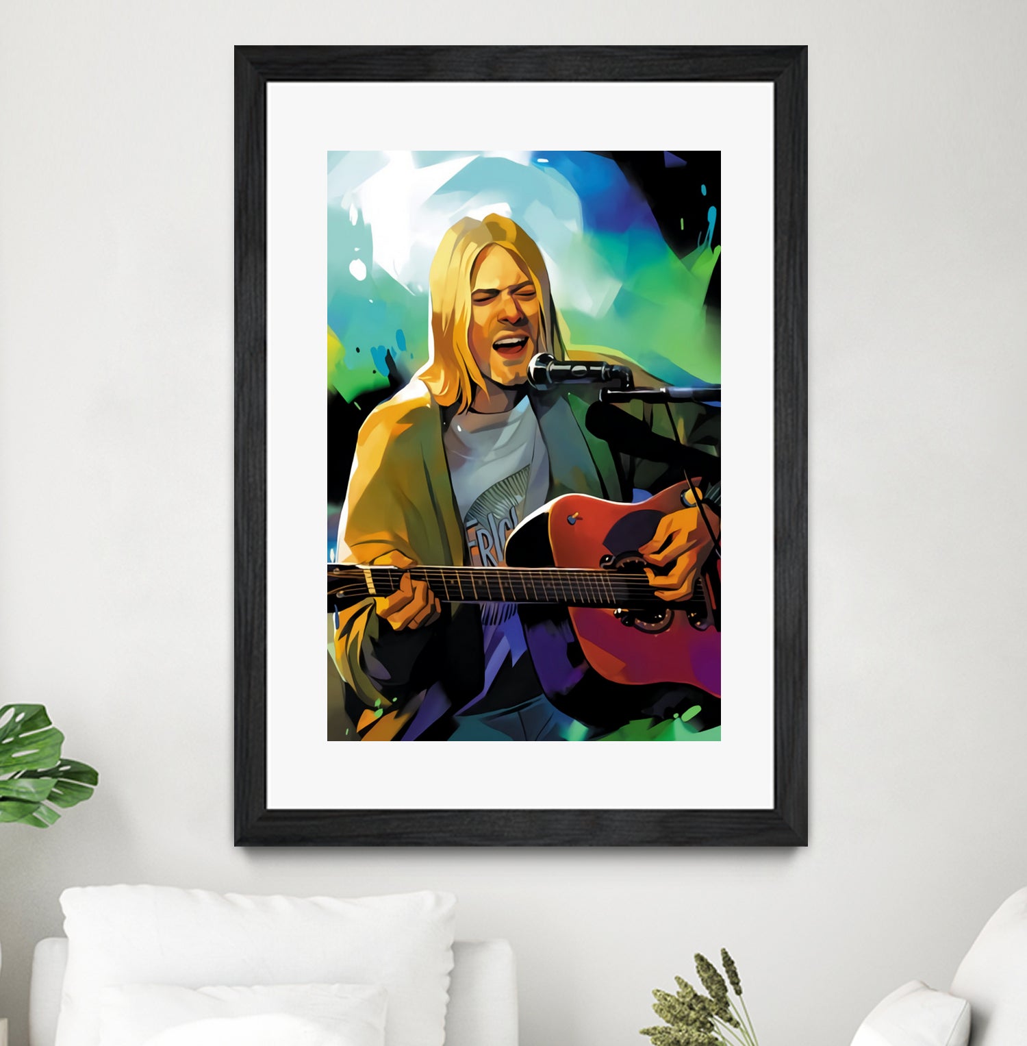 Kurt Cobain with guitar by francis mosciski on GIANT ART - white digital painting