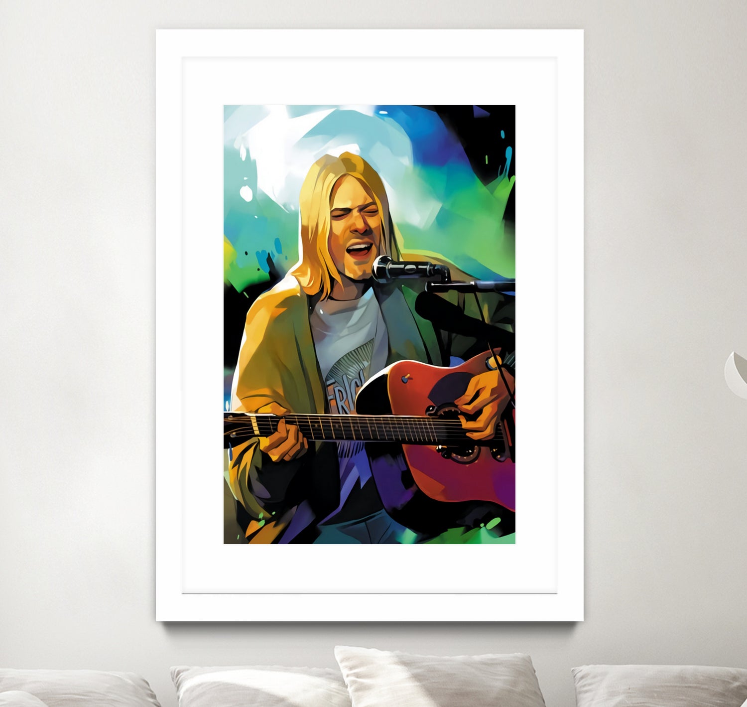 Kurt Cobain with guitar by francis mosciski on GIANT ART - white digital painting