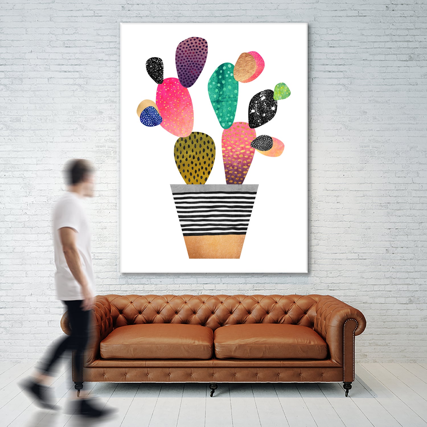 Happy Cactus by Elisabeth Fredriksson on GIANT ART - pink mixed media