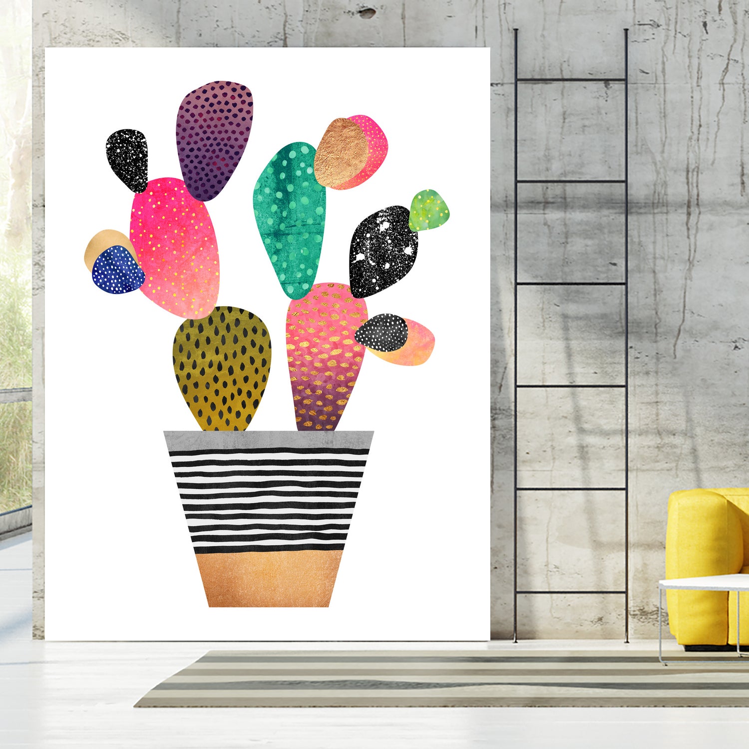 Happy Cactus by Elisabeth Fredriksson on GIANT ART - pink mixed media