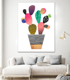 Happy Cactus by Elisabeth Fredriksson on GIANT ART - pink mixed media