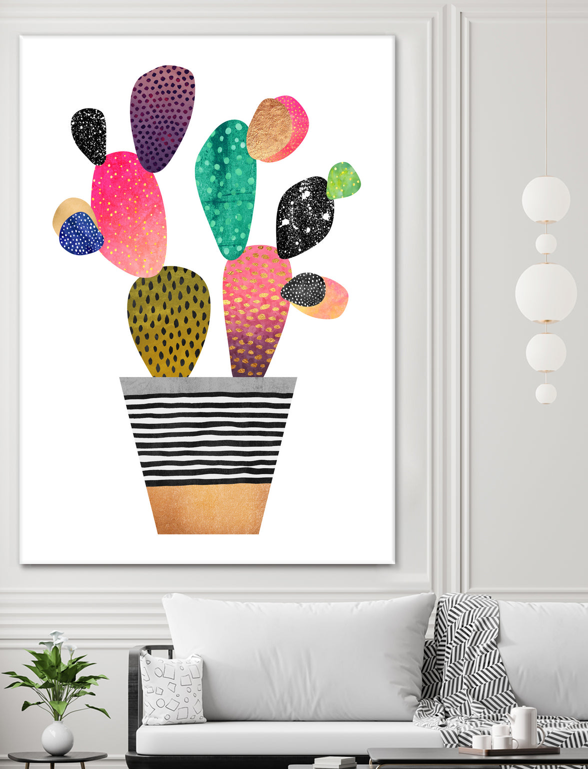 Happy Cactus by Elisabeth Fredriksson on GIANT ART - pink mixed media