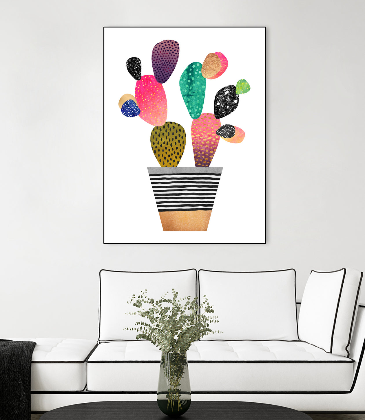 Happy Cactus by Elisabeth Fredriksson on GIANT ART - pink mixed media