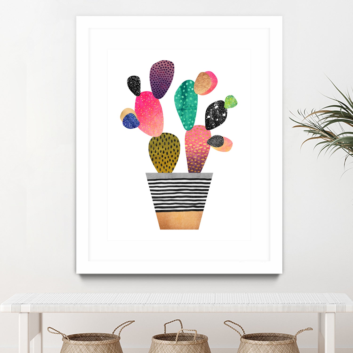 Happy Cactus by Elisabeth Fredriksson on GIANT ART - pink mixed media