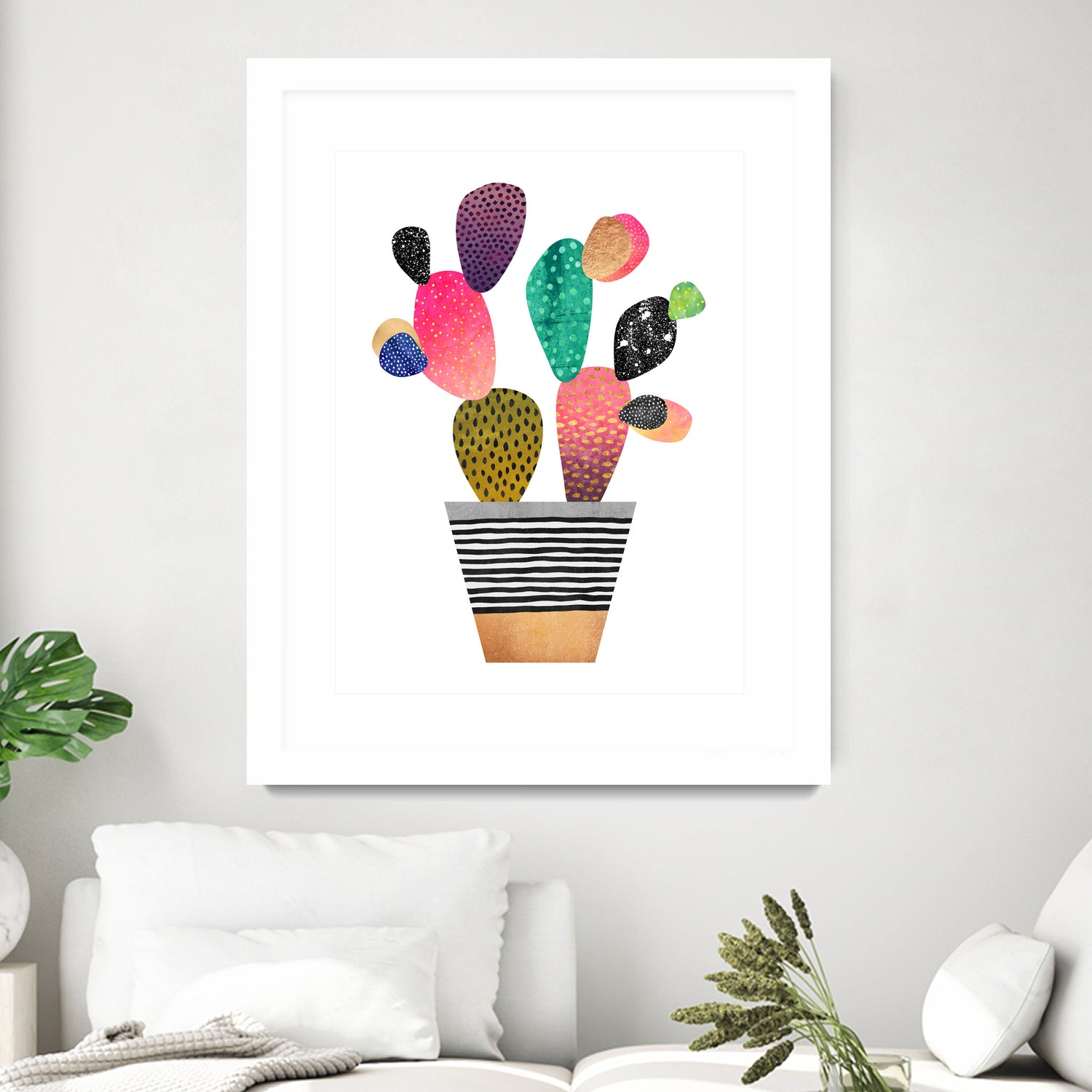 Happy Cactus by Elisabeth Fredriksson on GIANT ART - pink mixed media