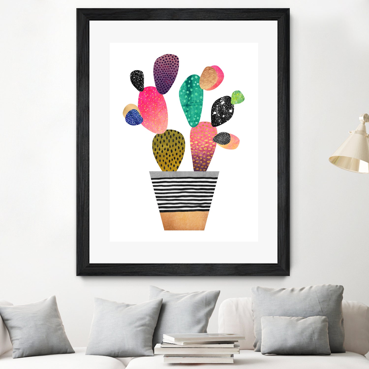 Happy Cactus by Elisabeth Fredriksson on GIANT ART - pink mixed media