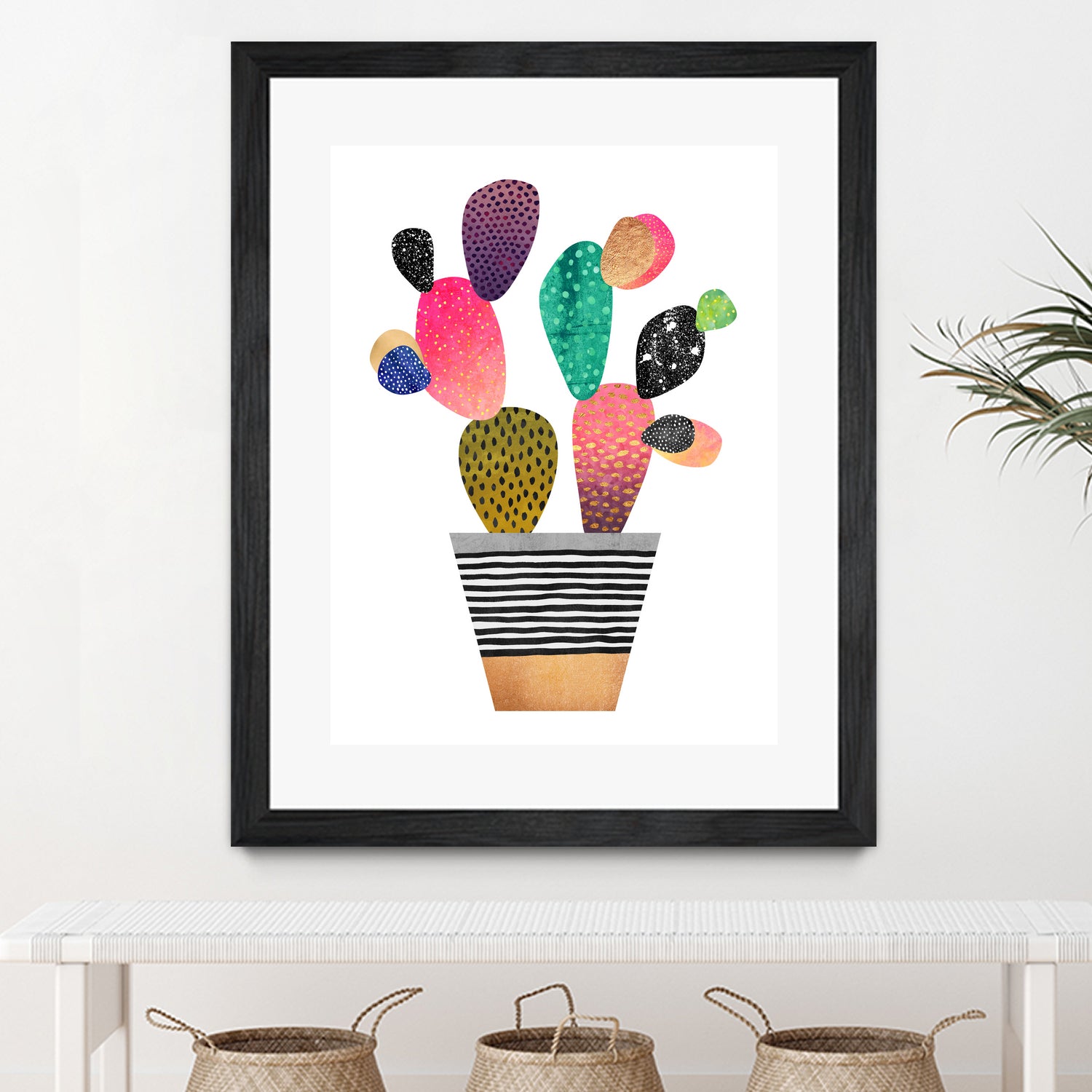 Happy Cactus by Elisabeth Fredriksson on GIANT ART - pink mixed media