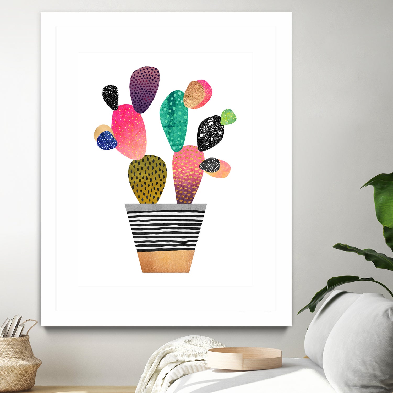 Happy Cactus by Elisabeth Fredriksson on GIANT ART - pink mixed media