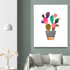 Happy Cactus by Elisabeth Fredriksson on GIANT ART - pink mixed media