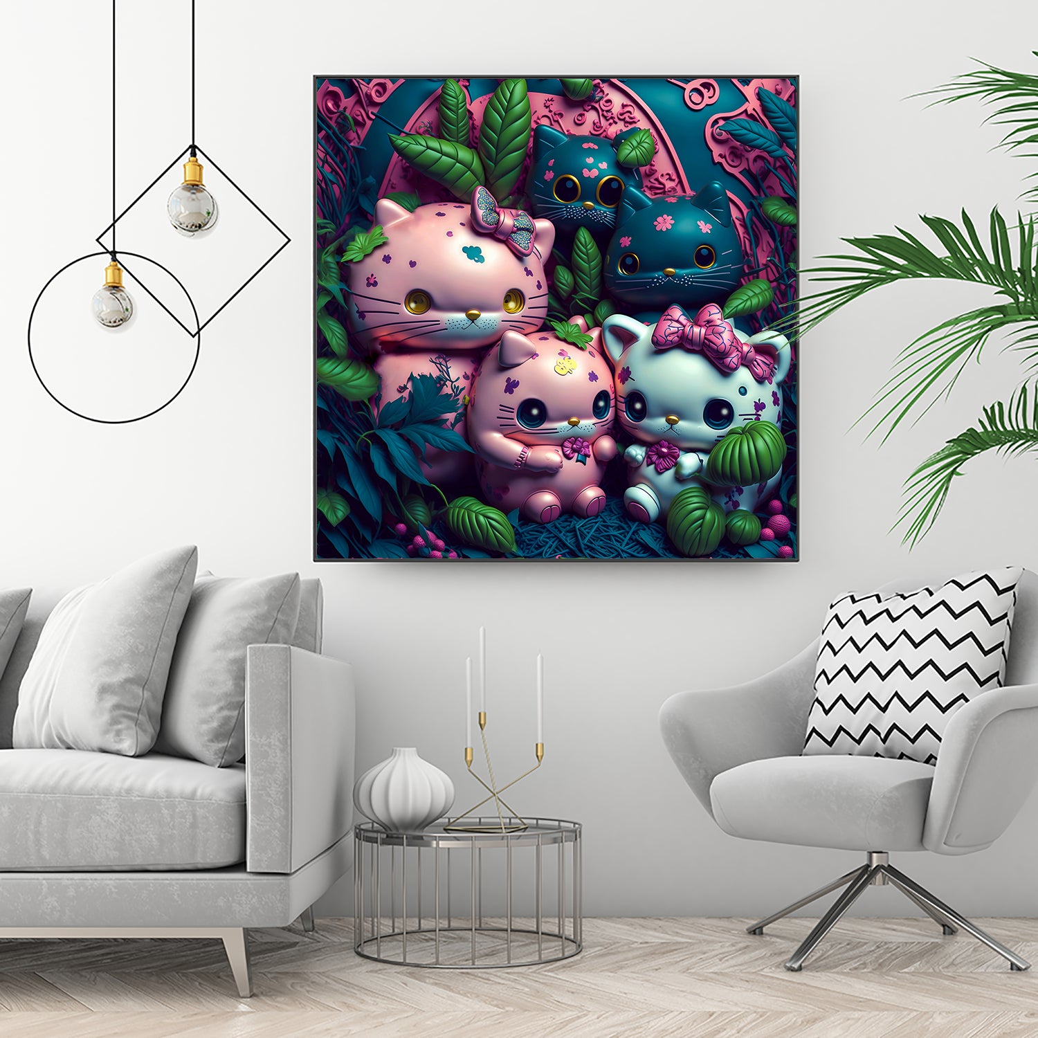 Chubby Kitties by Eric Ton on GIANT ART - white digital painting