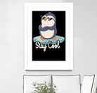 Stay Cool Funny Penguin by Tobias Fonseca on GIANT ART - blue digital painting