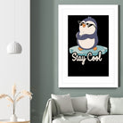 Stay Cool Funny Penguin by Tobias Fonseca on GIANT ART - blue digital painting