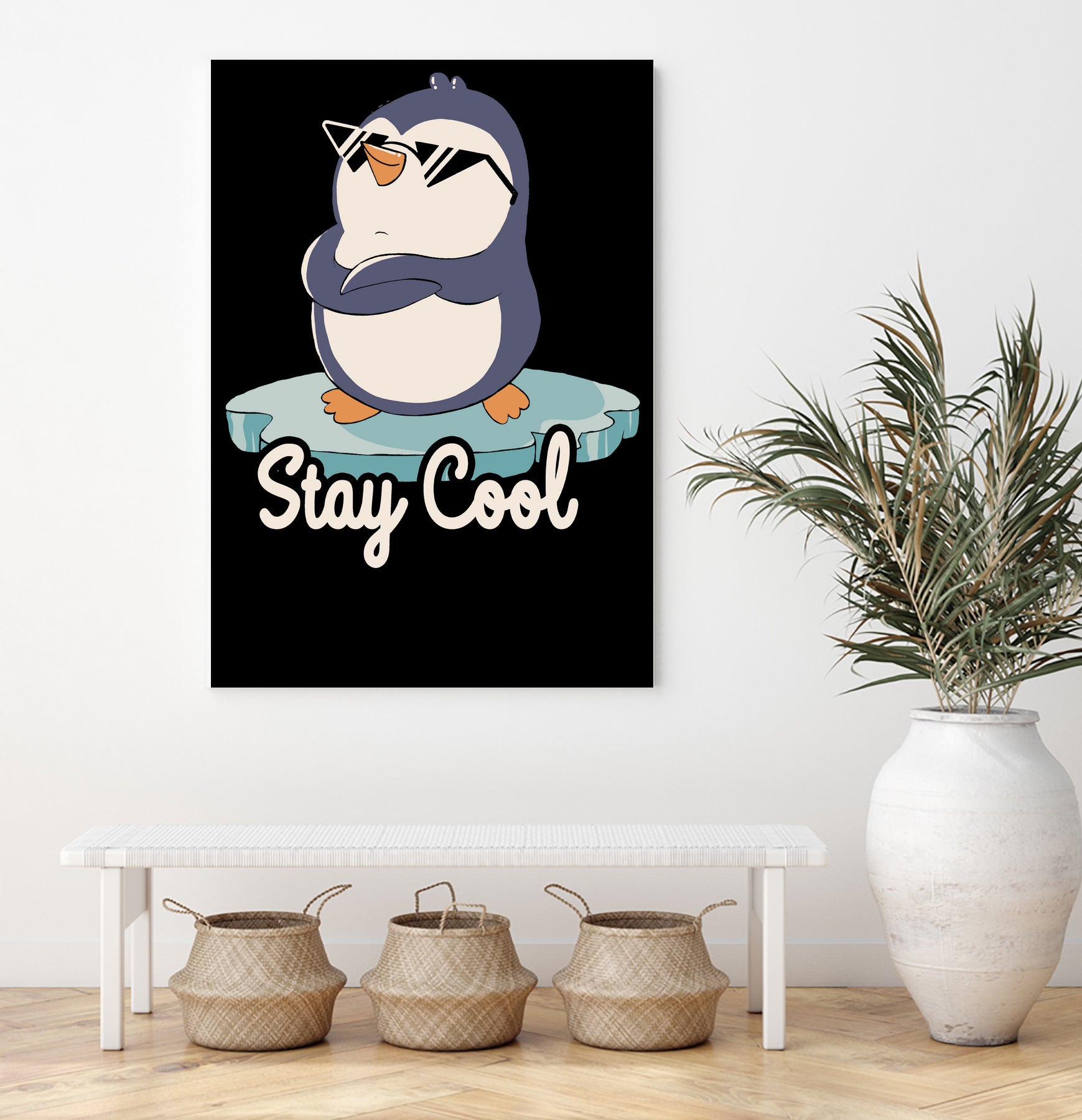 Stay Cool Funny Penguin by Tobias Fonseca on GIANT ART - blue digital painting