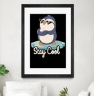 Stay Cool Funny Penguin by Tobias Fonseca on GIANT ART - blue digital painting