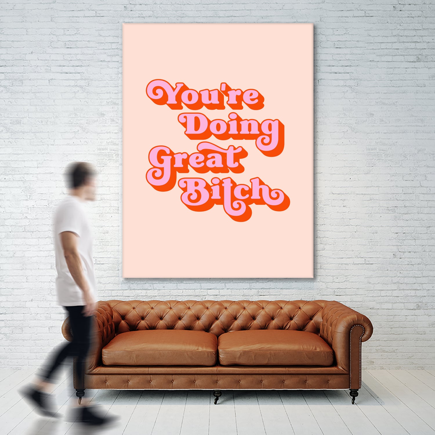 You're doing great Bitch (pink and red) by Amarinder Saggu on GIANT ART - pink typography