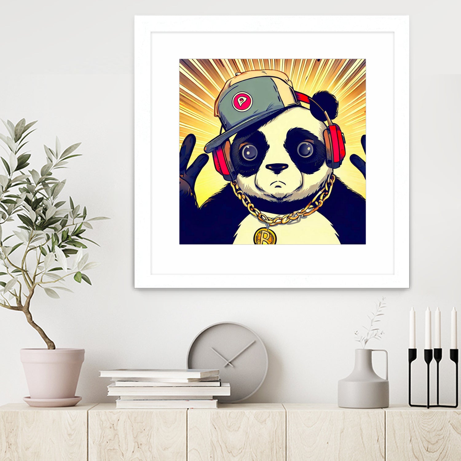 Panda Bear I Am a DJ 14 by OTIS PORRITT on GIANT ART - black digital painting