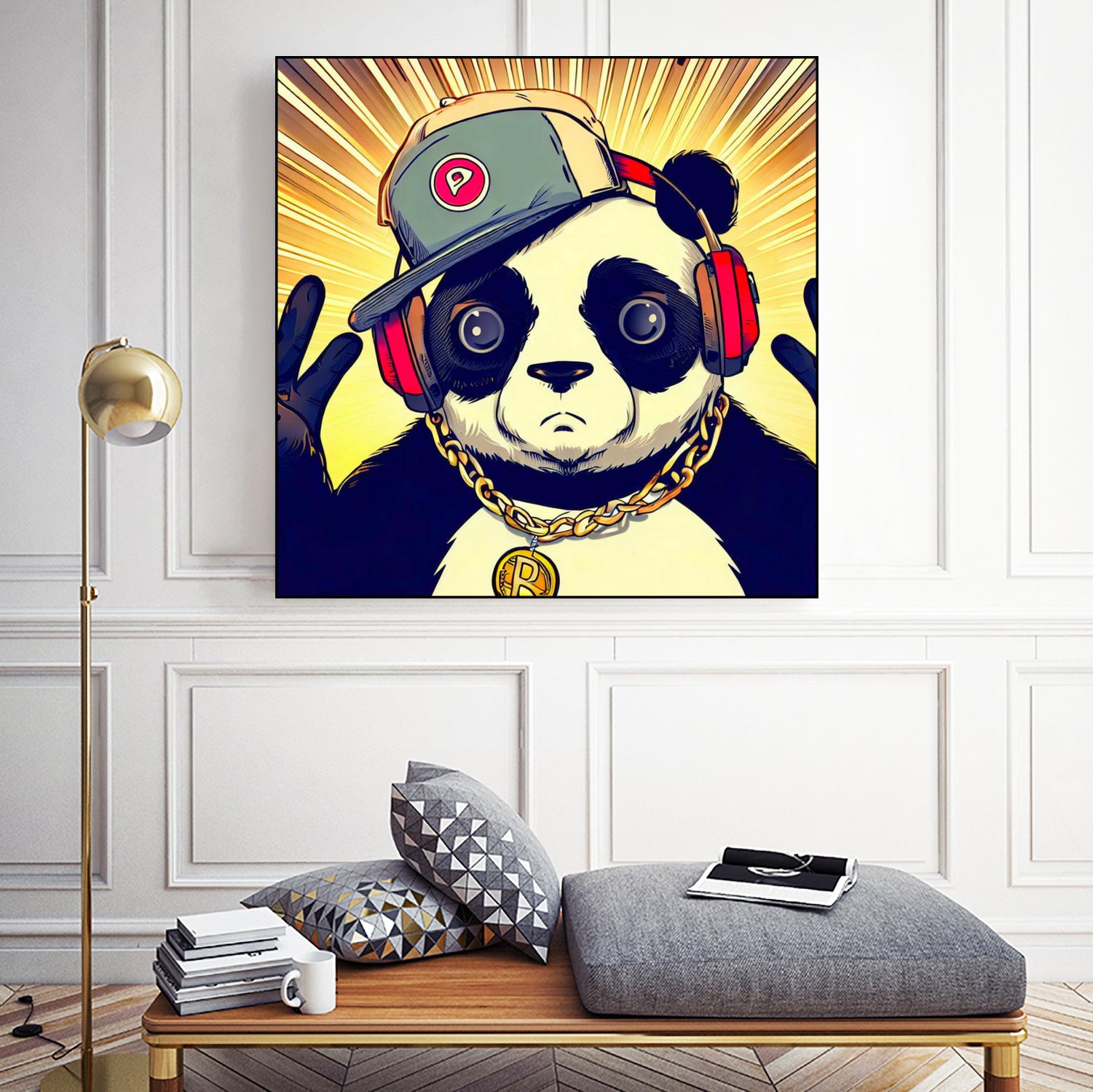 Panda Bear I Am a DJ 14 by OTIS PORRITT on GIANT ART - black digital painting