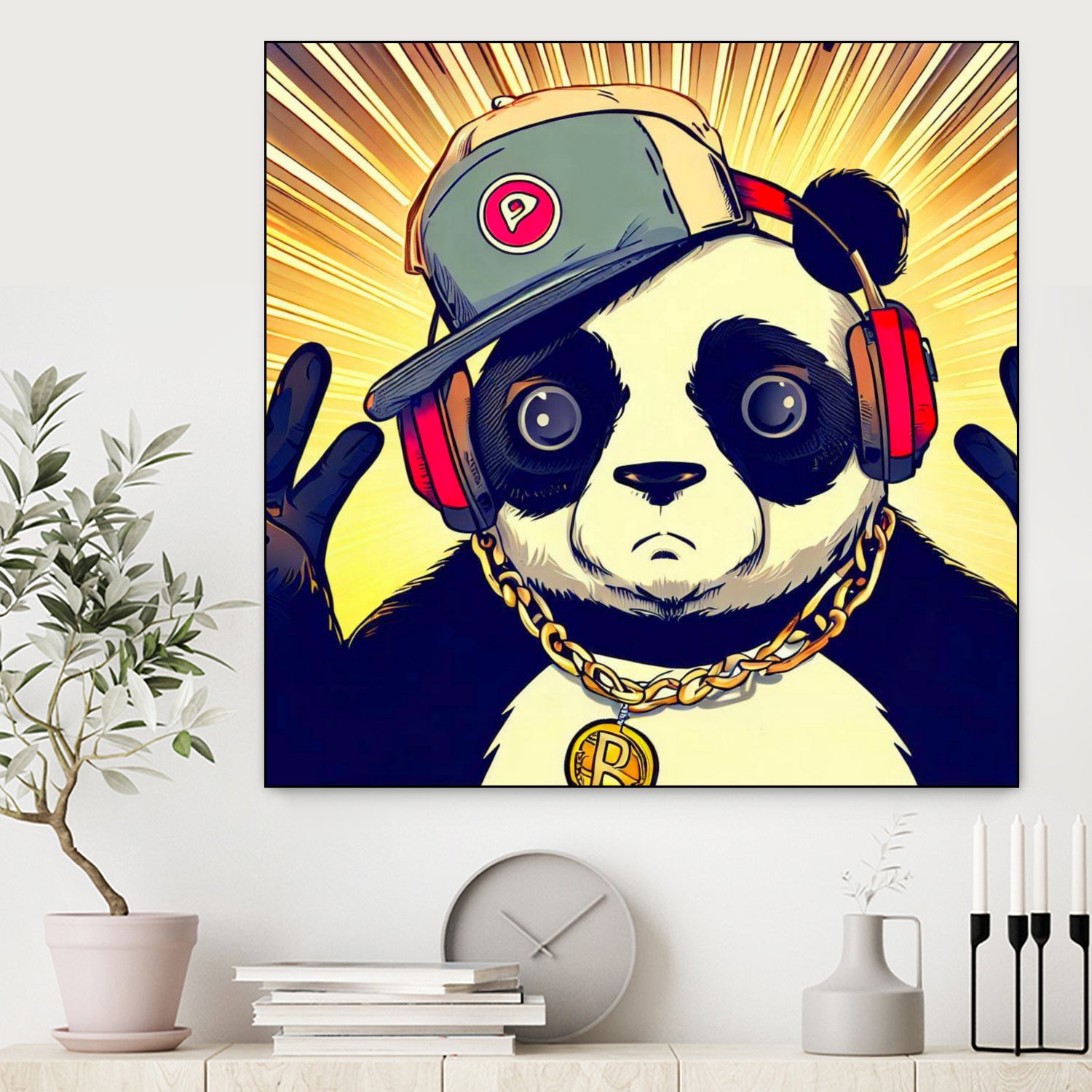 Panda Bear I Am a DJ 14 by OTIS PORRITT on GIANT ART - black digital painting