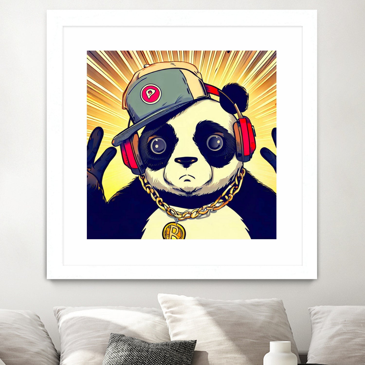 Panda Bear I Am a DJ 14 by OTIS PORRITT on GIANT ART - black digital painting