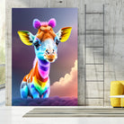 Cute baby giraffe colorful art with rainbow colors by ALMA Studio on GIANT ART - fuchsia digital painting