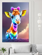 Cute baby giraffe colorful art with rainbow colors by ALMA Studio on GIANT ART - fuchsia digital painting