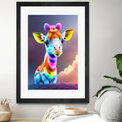 Cute baby giraffe colorful art with rainbow colors by ALMA Studio on GIANT ART - fuchsia digital painting