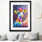 Cute baby giraffe colorful art with rainbow colors by ALMA Studio on GIANT ART - fuchsia digital painting