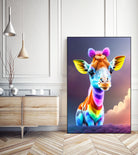 Cute baby giraffe colorful art with rainbow colors by ALMA Studio on GIANT ART - fuchsia digital painting