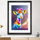 Cute baby giraffe colorful art with rainbow colors by ALMA Studio on GIANT ART - fuchsia digital painting