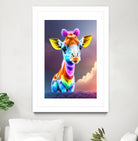 Cute baby giraffe colorful art with rainbow colors by ALMA Studio on GIANT ART - fuchsia digital painting