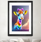 Cute baby giraffe colorful art with rainbow colors by ALMA Studio on GIANT ART - fuchsia digital painting